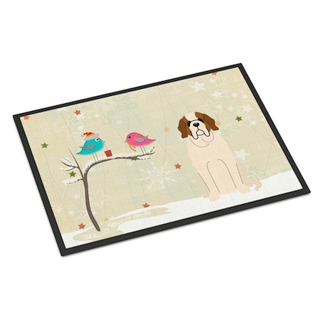 Carolines Treasures Christmas Presents Between Friends Saint Bernard Indoor or Outdoor Mat, 18 x 0.25 x 27 in. BB2507MAT